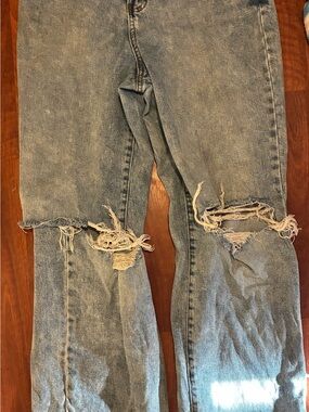 SO Faded Blue Ripped Flare Jeans
